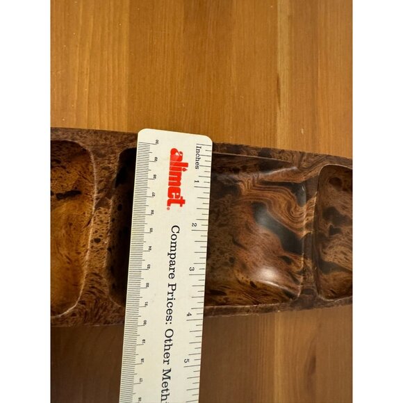 3 Compartment Hand Carved Mango Wood Serving Decorative Bowl Made in Thailand - Picture 5 of 8